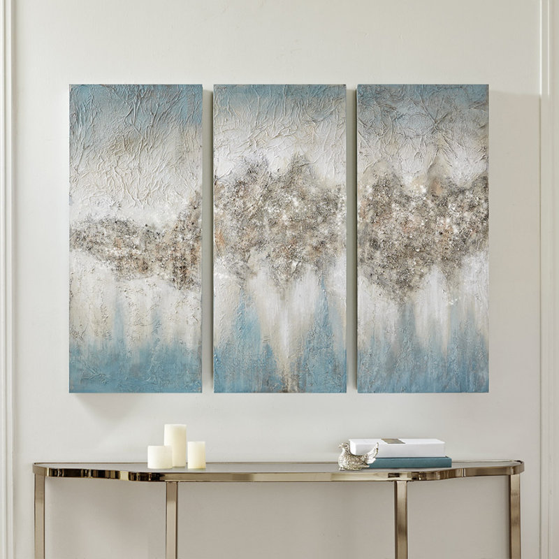 Ensemble d'art mural sur toile 3 pièces, Bleu