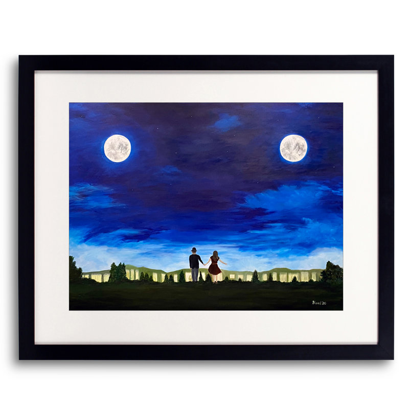 «Seeing Double» par Tom Blood - Peinture, H 17,25 po x l 21,25 po, Papier avec cadre noir