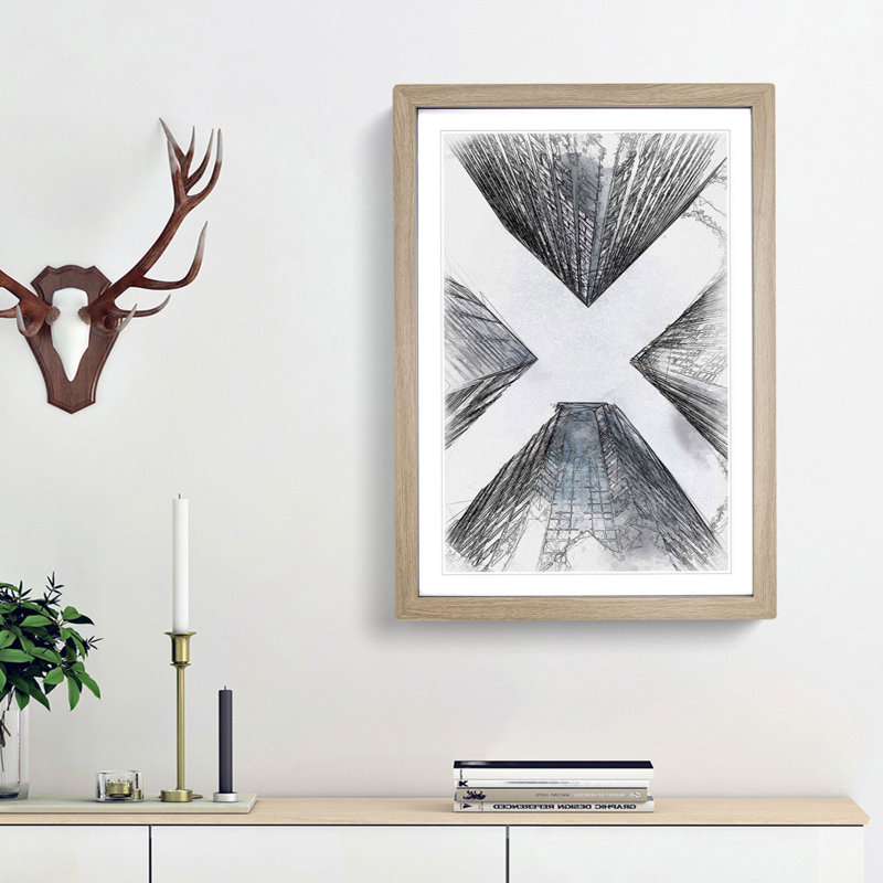 Sketching the Architecture Vol.37 - Picture Frame Drawing Print, Oak Framed, 65cm H x 48cm W x 2cm D