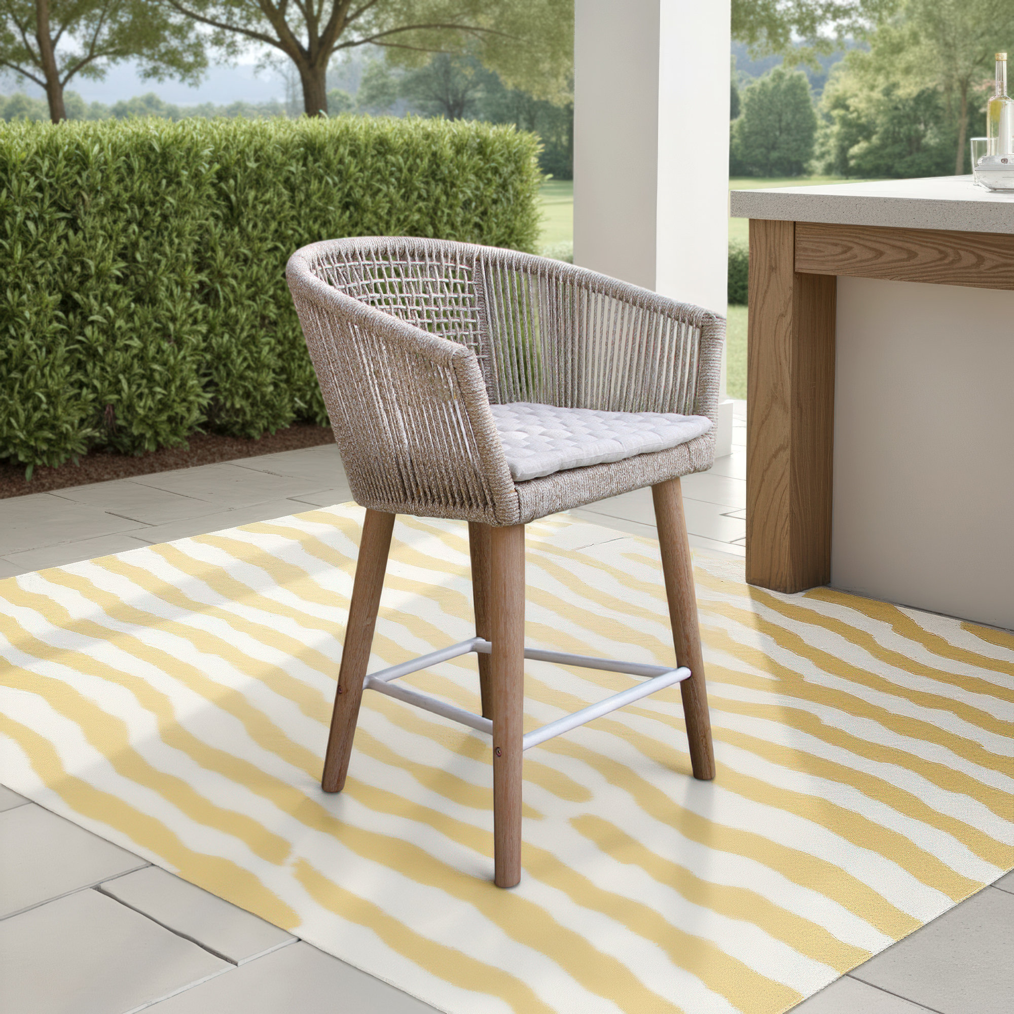 Boyd Wood Premium All-Weather Wicker Outdoor Dining Armchair with Cushion