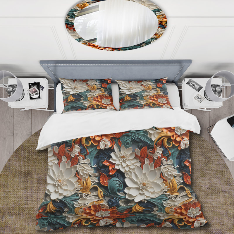 Calligraphy Essence II - Ensemble de housse de couette oriental - Microfibre de polyester