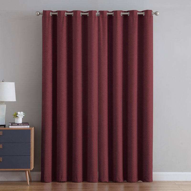 Bethany Basketweave Grommet Curtain Panel, 55" W x 90" L, Wine