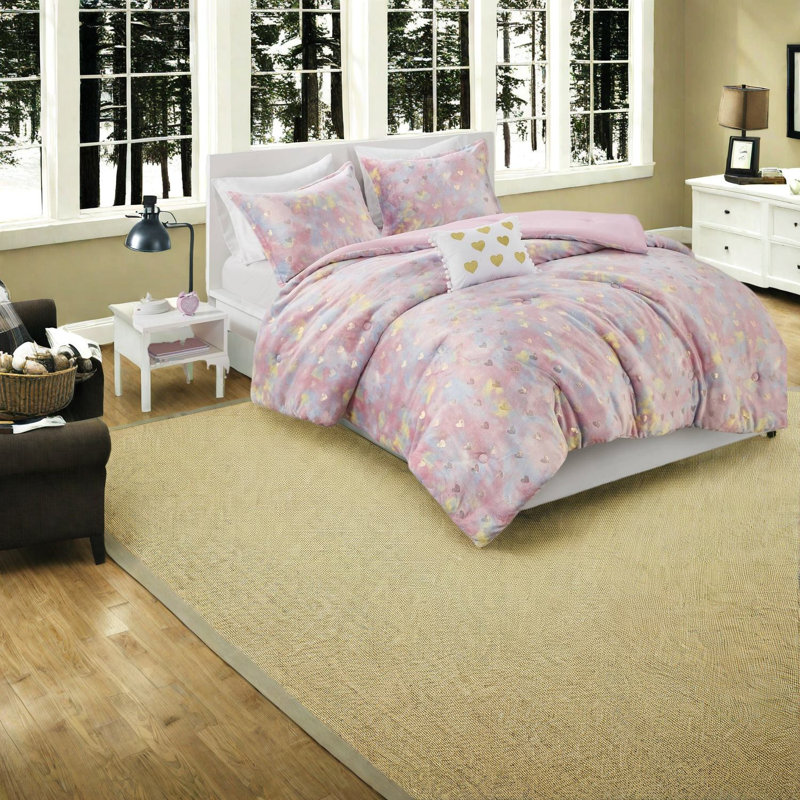 Ensembles de literie luxueux en peluche, polyester ultraléger, motif cœur métallique