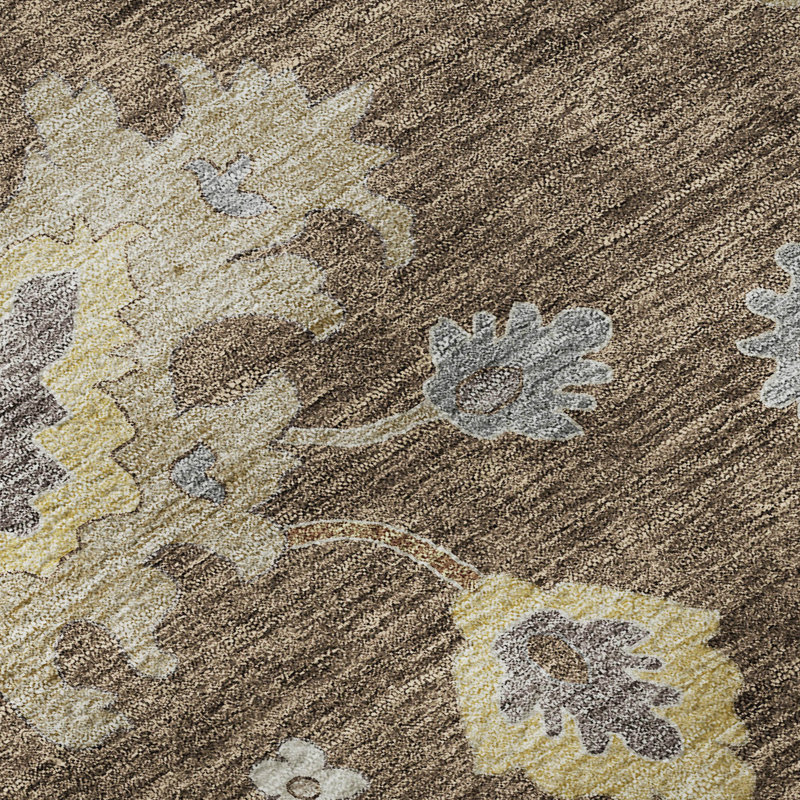 Premium Machine Washable Prisco Chocolate Rug, Rectangle 3' x 5'