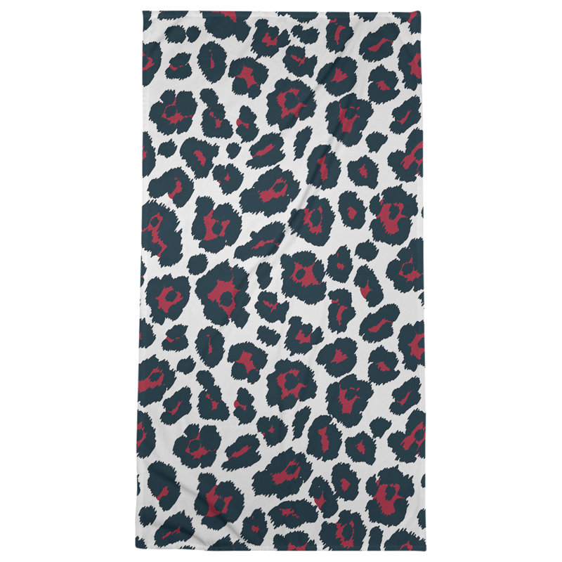 Holderness Beach Towel, Microfiber, White/Battle Red/Deep Steel Blue