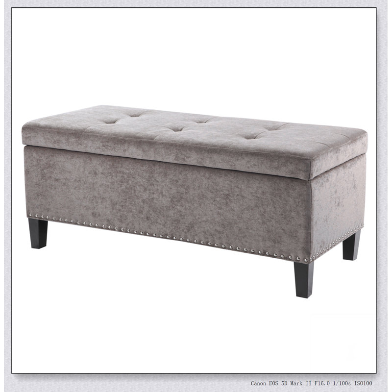 Banc de rangement touffeté à fermeture douce et confortable, Taupe