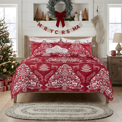 Greenland Home Fashions Noella Red 3-Piece Reversible Coverlet Set