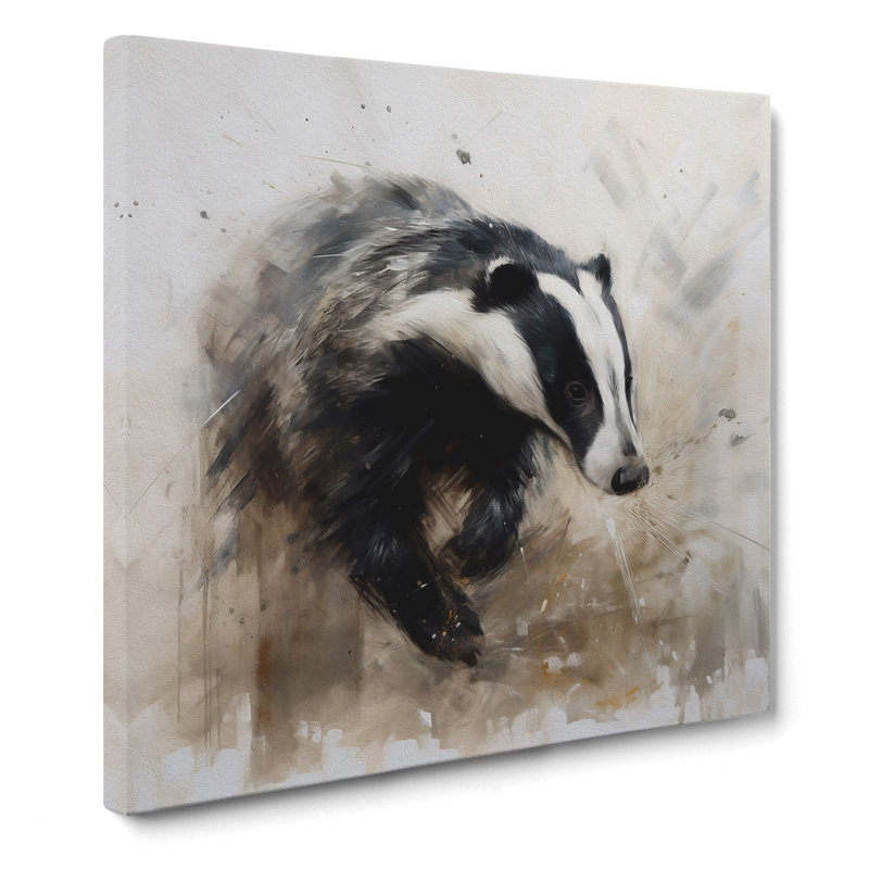 Badger Gestural Art No.4 - No Frame Print, 35cm H x 35cm W x 3cm D