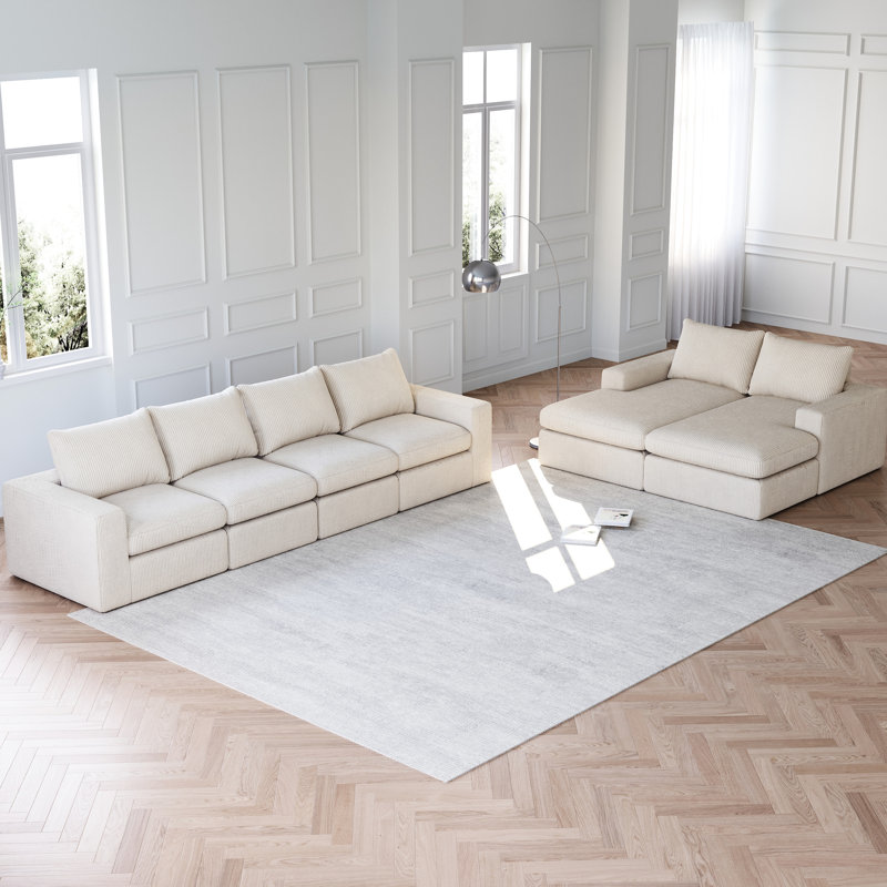 Canapé modulaire en Corduroy, Beige Corduroy