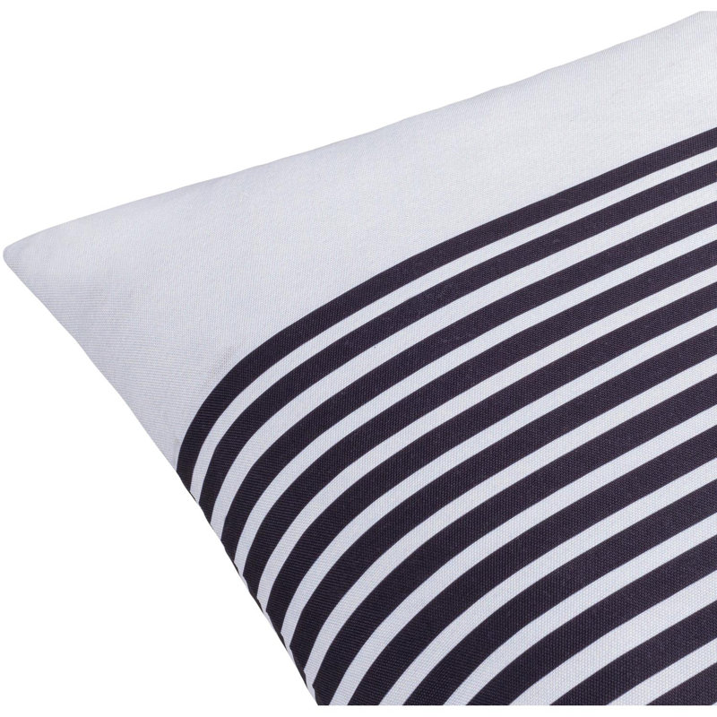 20" White and Black Striped Polyester Throw Pillow Cover