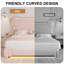 LED Teddy Fleece Platform Bed Frame with Round Corner Upholstered Headboard-382251207-372994450
