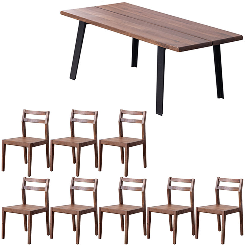 Ensemble de table de salle à manger moderne en bois massif de style nordique, H 29,5 po x L 86,6 po x l 37,4 po
