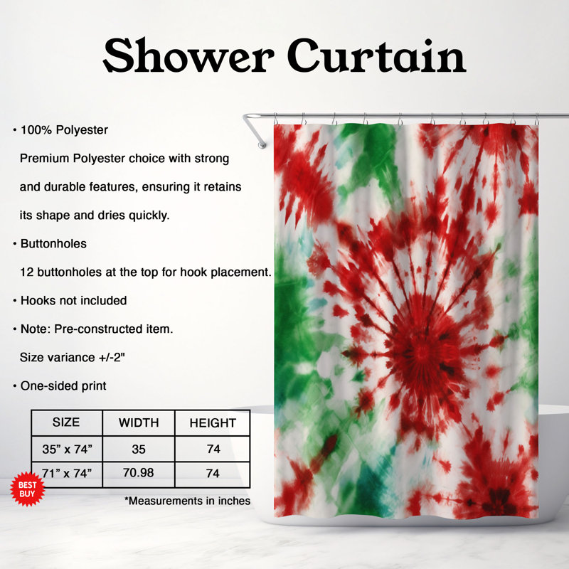 Rideau de douche festif 1 pièce, H 74 po x l 71 po