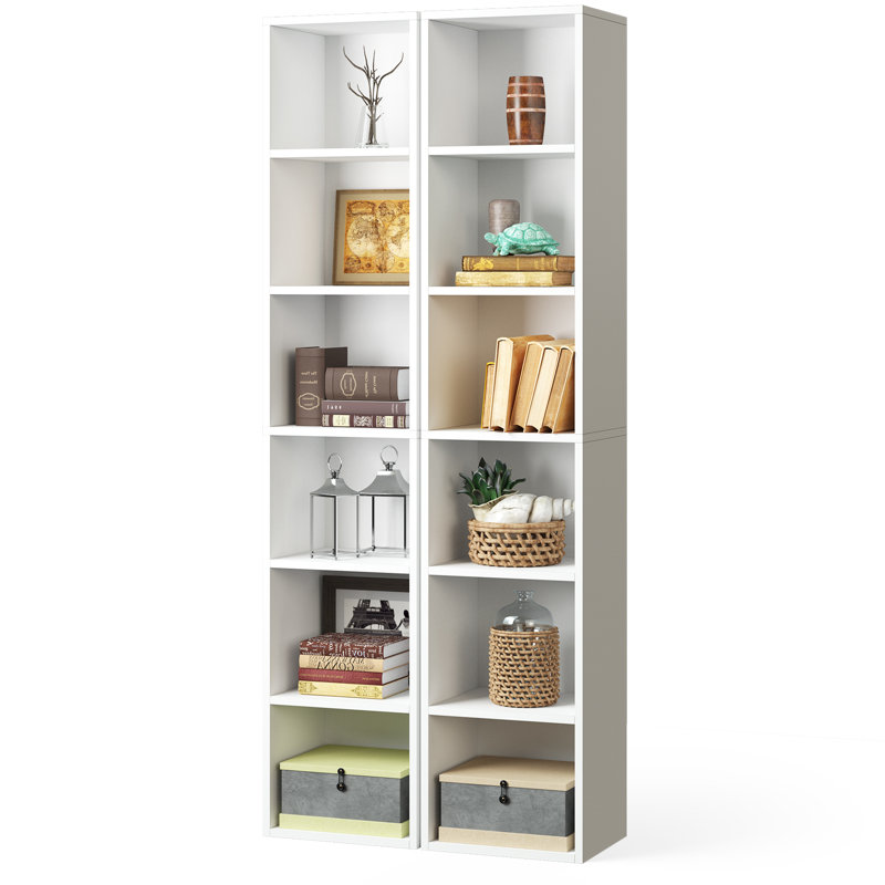 Jaley 71.5"H,Modern Storage 6-Tier Bookshelf, White