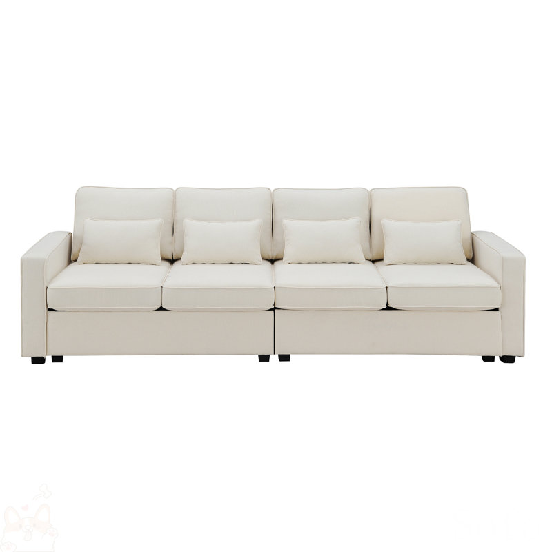Goutier Arm Sofa, Beige Polyester