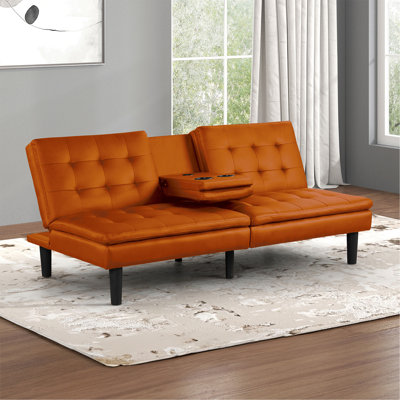 Canapé-lit futon de style contemporain avec chargeurs USB intégrés et siège capitonné en biscuit