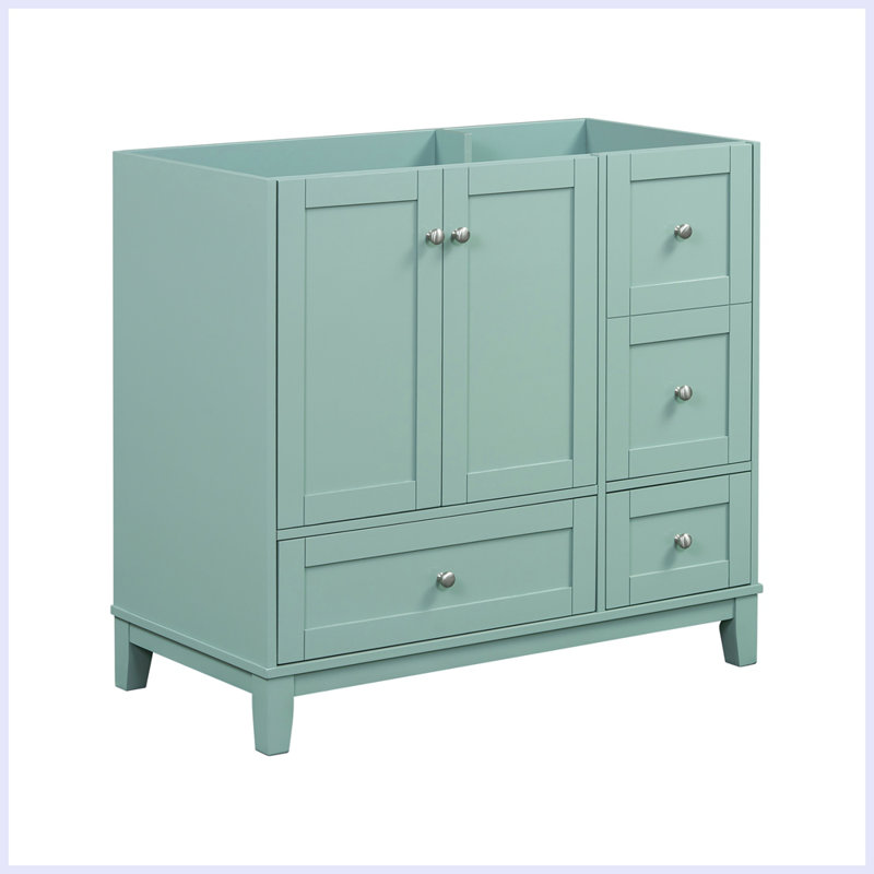 Modern Bathroom Vanity with USB Charging and Drawers, Green