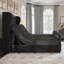Lit King réglable Dulane 129 cm (50,8 po) de hauteur, avec tête de lit capitonnée à oreilles et garniture cloutée, noir-934821847-934821846