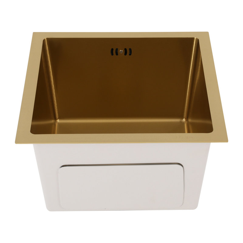Modern Minimalist Multifunctional Drop-In Stainless Steel Kitchen Rectangular Single Sink Gold, Gold