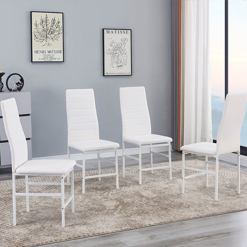 Aireona 45cm H Upholstered Metal Parsons Chair, White, White