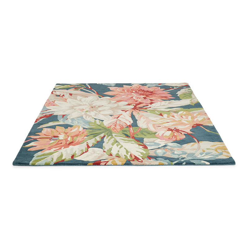 Sanderson Wool Floral Area Rug in Pink/Cream/Blue, Rectangle 8'2" x 11'6"