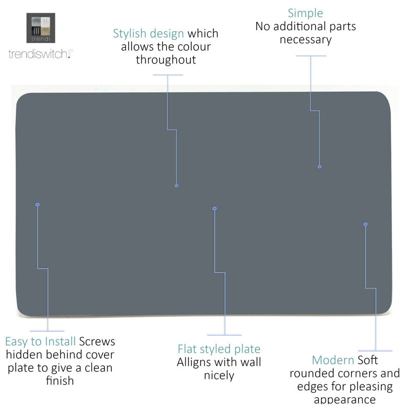 Trendi Switch Double Blanking Plate, Warm Grey