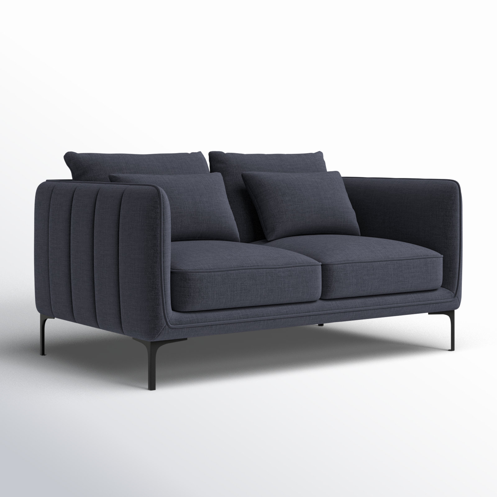 Rae 60'' Upholstered Loveseat, Effie Indigo Performance Linen