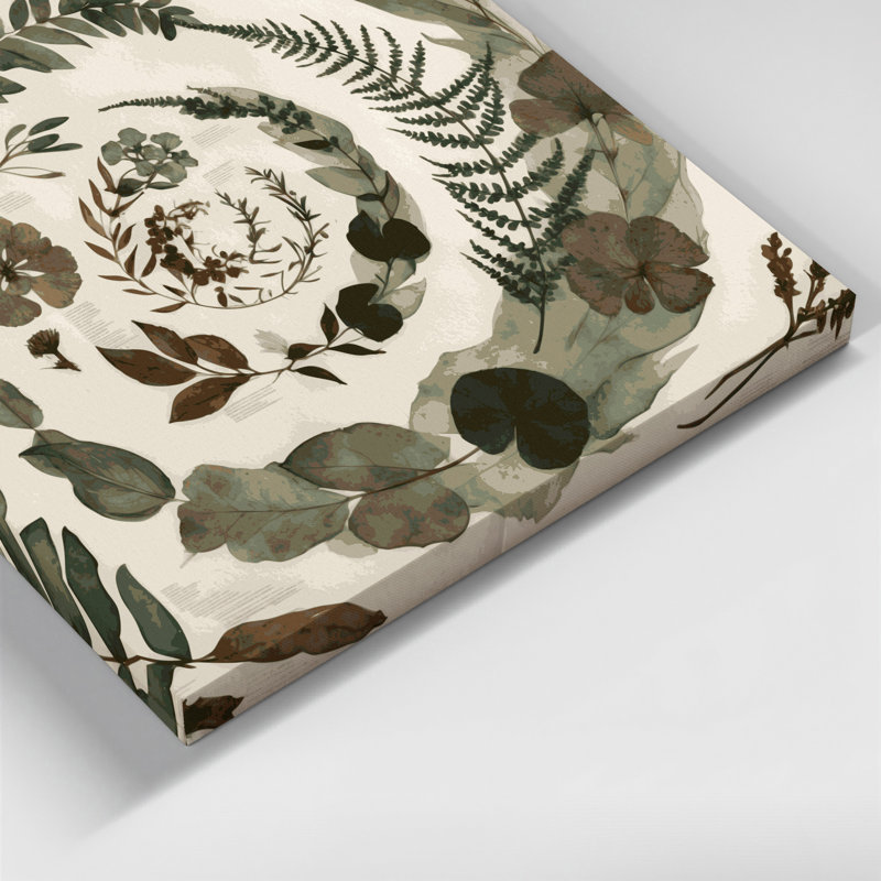 Art botanique sur toile beige, H 11 po x l 14 po