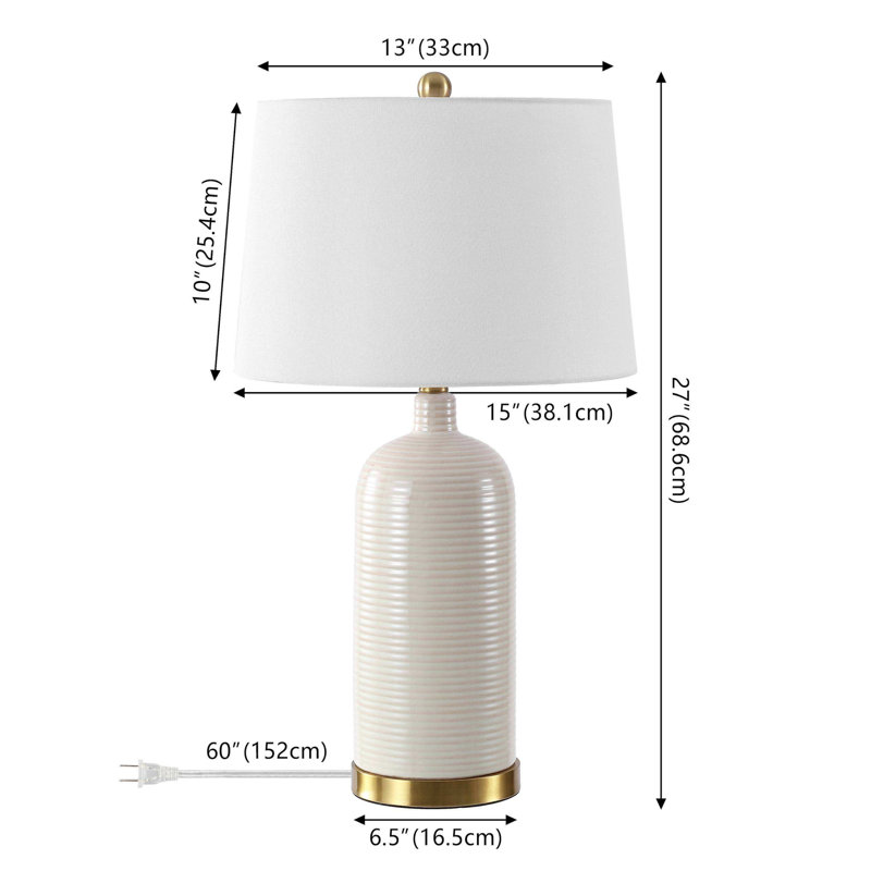 Varna Ceramic Table Lamp, Cream / White