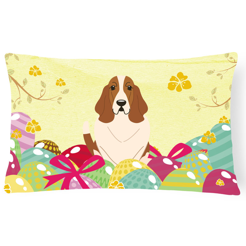 Coussin lombaire basset hound pâques œufs