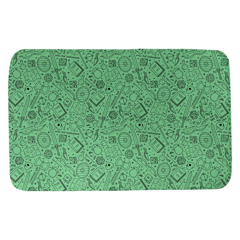 Tapis pour salle de bain rpg Leffel, l 17 po x L 24 po, Vert / Noir