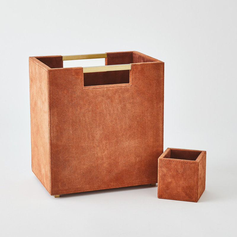 Posh Pencil Cup-Rust Suede, Tan