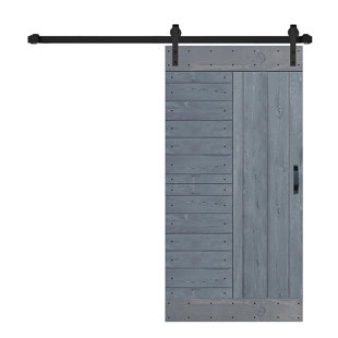 Porte de grange coulissante à panneaux en bois massif L Series avec trousse de quincaillerie d'installation - assemblage requis