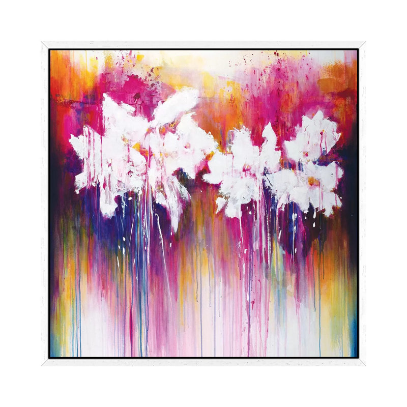 When Love Blossoms by Jude Remedios - Painting on Canvas, 66.04cm H x 66.04cm W x 3.81cm D, White Framed