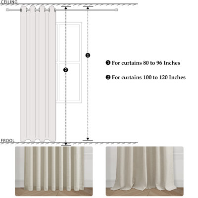 Rideaux à passants en lin, rideau filtrant la lumière, rideaux semi-transparents texturés en lin épais (ensemble de 2, avec crochets)