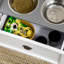 Grand dispositif d'alimentation pour chien - bols et rangement surélevés robustes, rangement central blanc pour grands