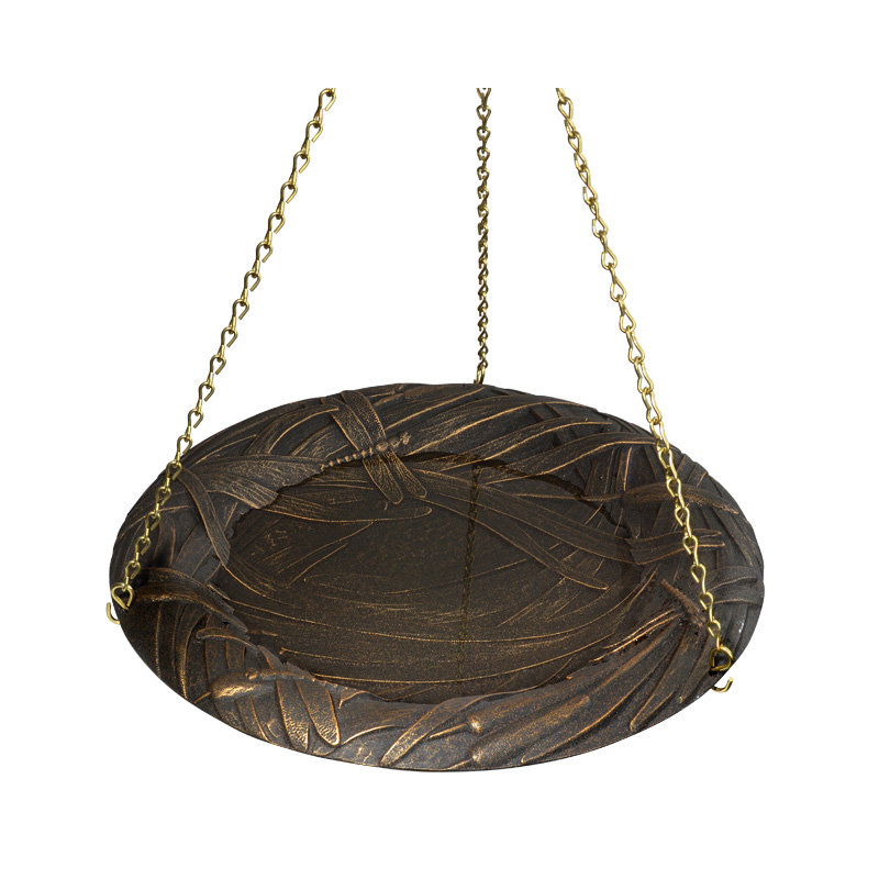 Bain d’oiseaux suspendue Dragonfly, Bronze huilé