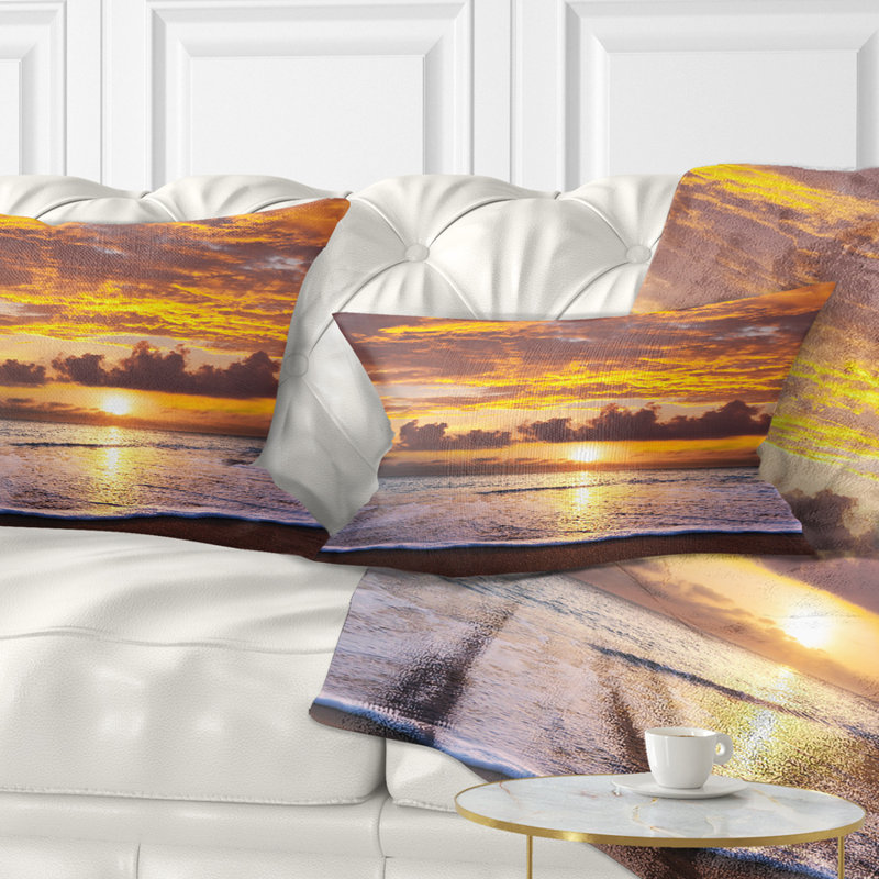 Seascape couches de nuages au coussin coucher de soleil, Rectangle 12" x 20"