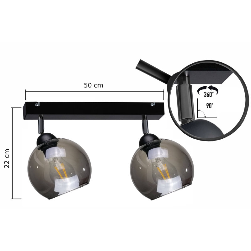 Somersworth Glass Ceiling Spotlight, Black
