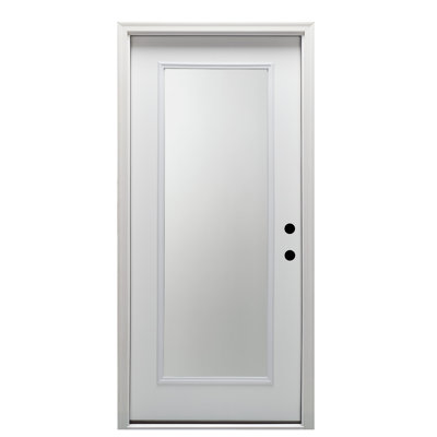 Steel Clear Low-E Full Lite Primed Inswing Prehung Front Entry Door on Frame