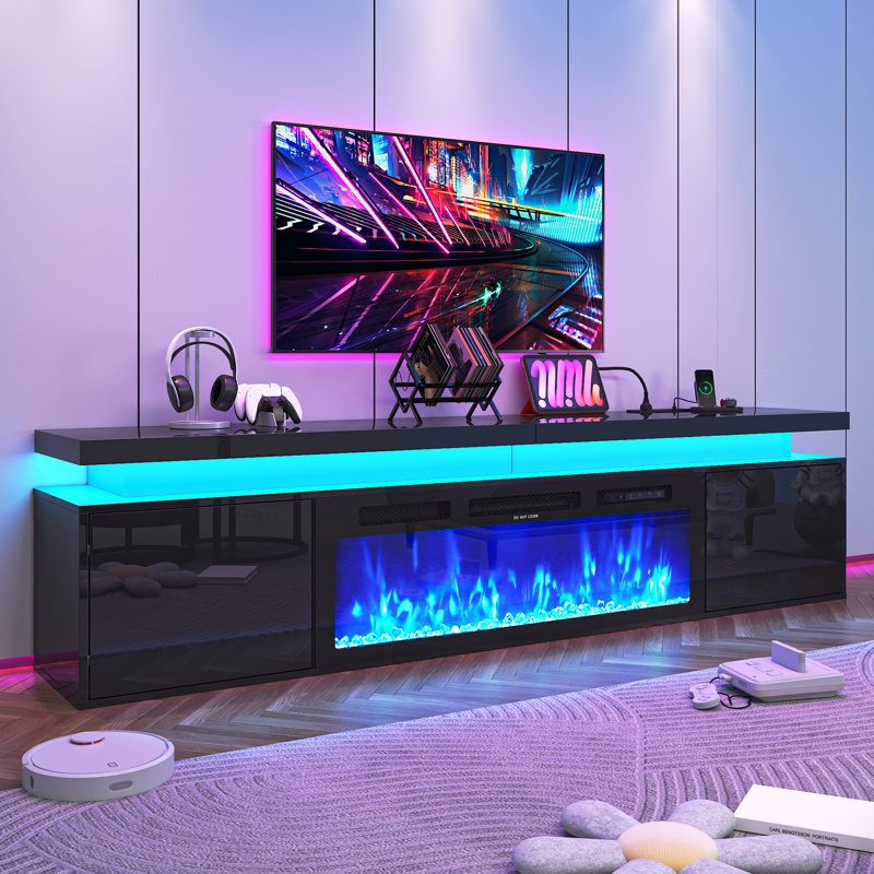 TV Stand Fireplace, Black, 70"