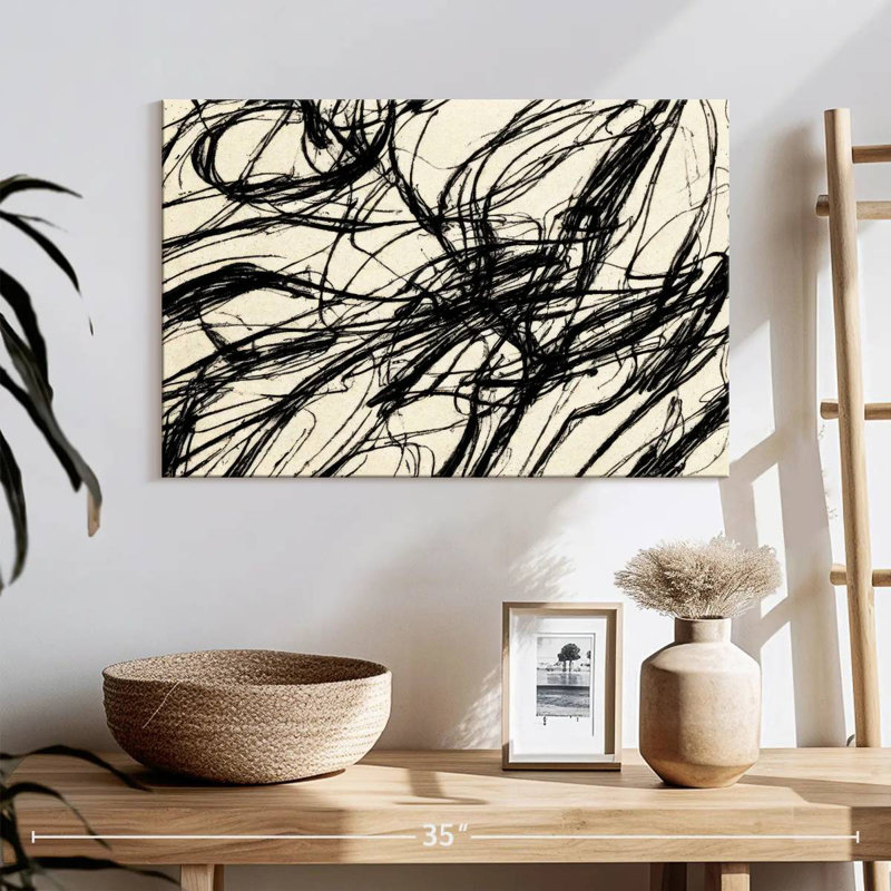 Avery Abstract Black Threads, 16" H x 24" W