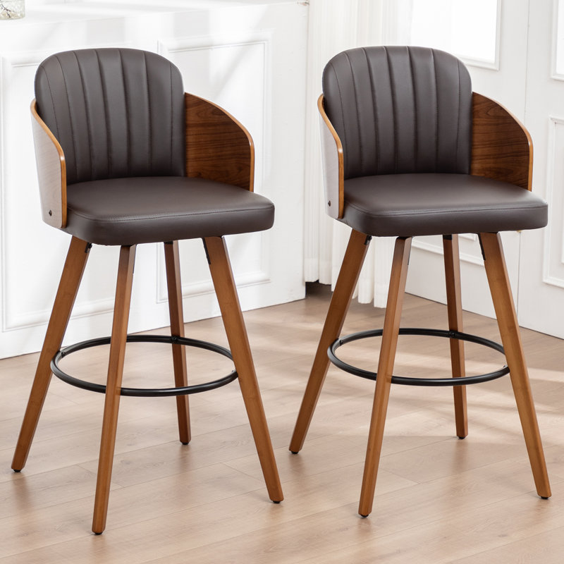 Ljubka Swivel Bar Stool, Bar Stool (77.1cm Seat Height), Brown