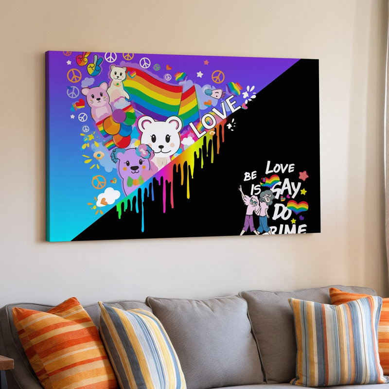 Toile, création d'un collage numérique dynamique et ludique célébrant la fierté LGBTQ avec une palette de couleurs arc-en-ciel