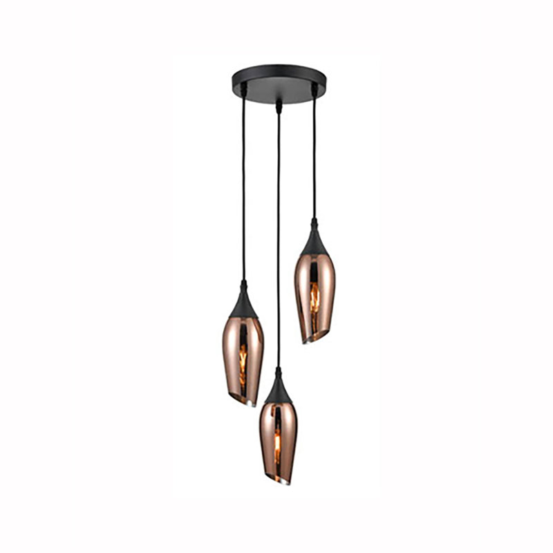 Corbin 3 - Light Black Cluster Pendant, Copper