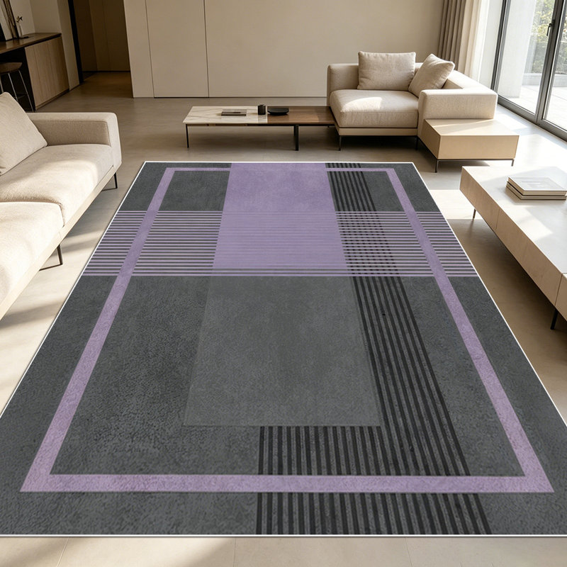 1PC Modern Minimalist Linear Geometric Stripe & Grid Pattern area rugs for Living Room, Soft and Comfortable, Suitable for all seasons, easy-to-maintain, machine washable Indoor floor mat, Under Table Farmhouse suitable for living room, dining area,