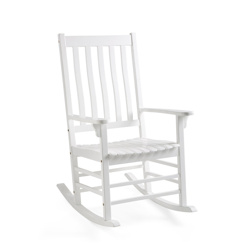 Chaise berçante d'extérieur en bois massif, Blanc