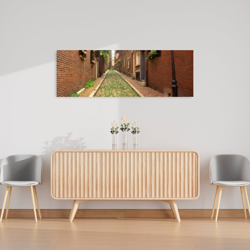 USA Massachusetts Boston Beacon Hill 1 Piece Wrapped Canvas Panoramic Wall Art, 40.64 cm H x 121.92 cm W