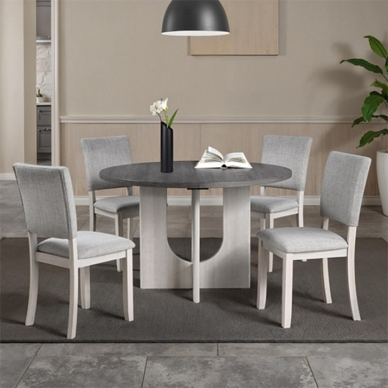 Ensemble de table de salle à manger 5 pièces Belsay, Gris clair, Gris clair, Gris