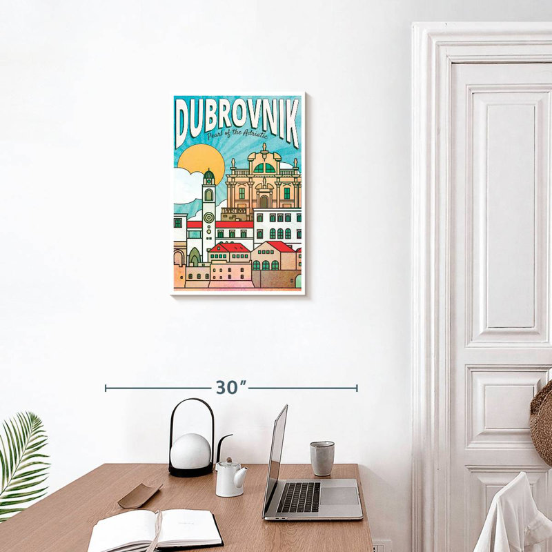 Affiche rétro de l'industrie touristique de la ville, H 24 po x l 16 po